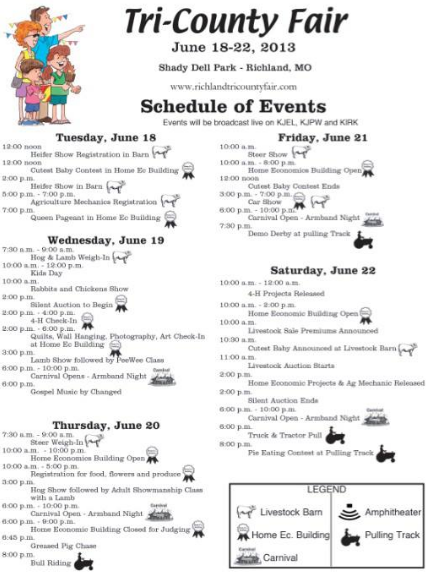 Tri-County Fair Schedule