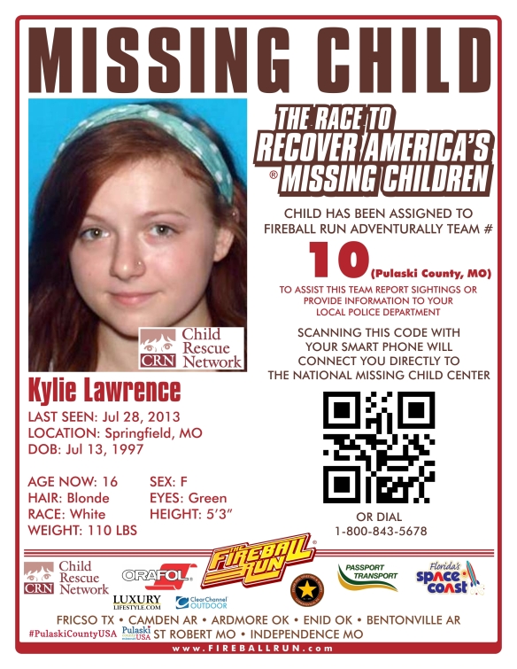 Kylie Lawrence has been missing from Springfield, Missouri since July 28, 2013.