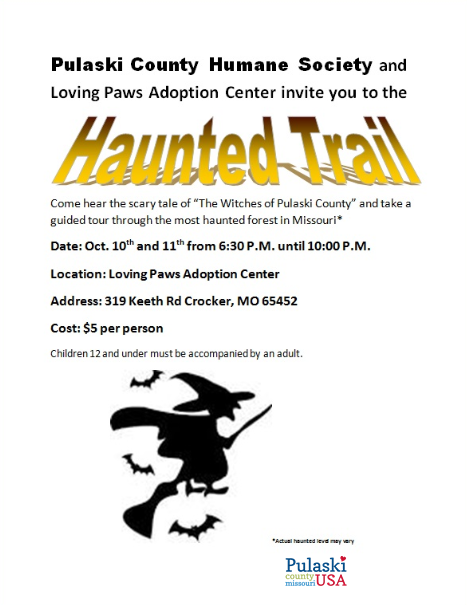 Come hear the scary tale of "The Witches of Pulaski County" and take a guided tour through the most haunted forest in Missouri.